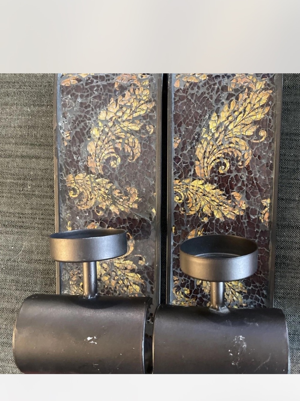 Decorative Black & Gold Wall Sconce Pair